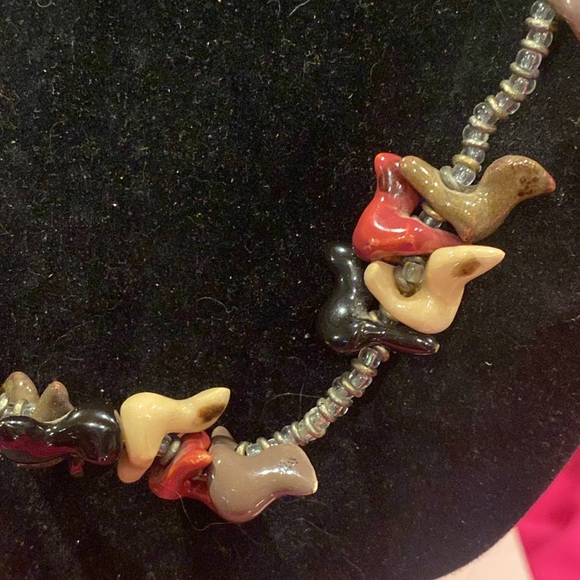 Vintage Bird Fetish Necklace. Birds Are Cold. Glass,Ceramic Etc. - Picture 7 of 11